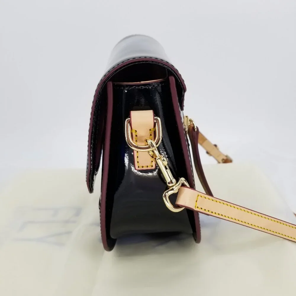 NWT Dooney & Bourke Black Patent Leather Convertible Saddle Bag / Gold Hardware - Picture 5 of 10